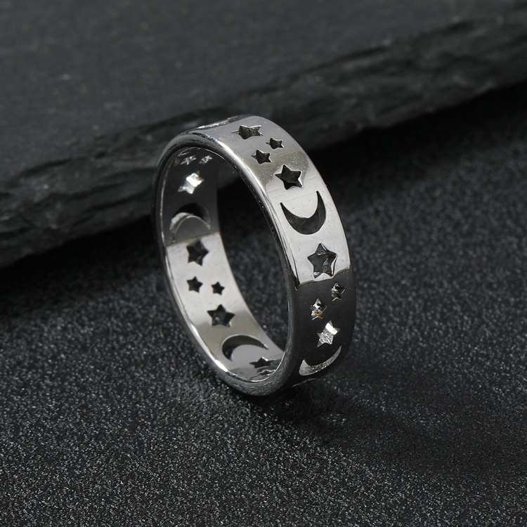 ANELLO LUNA E STELLE ACCIAIO
