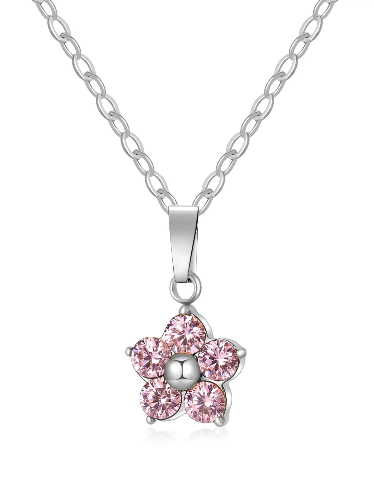 COLLANA FIORE ROSA ACCIAIO