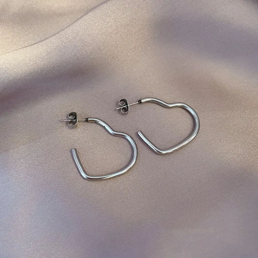 ORECCHINI CUORE A CERCHIO ACCIAIO