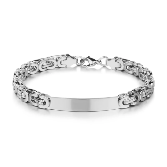 BRACCIALE UOMO MAGLIE BIZANTINE PLACCA ACCIAIO