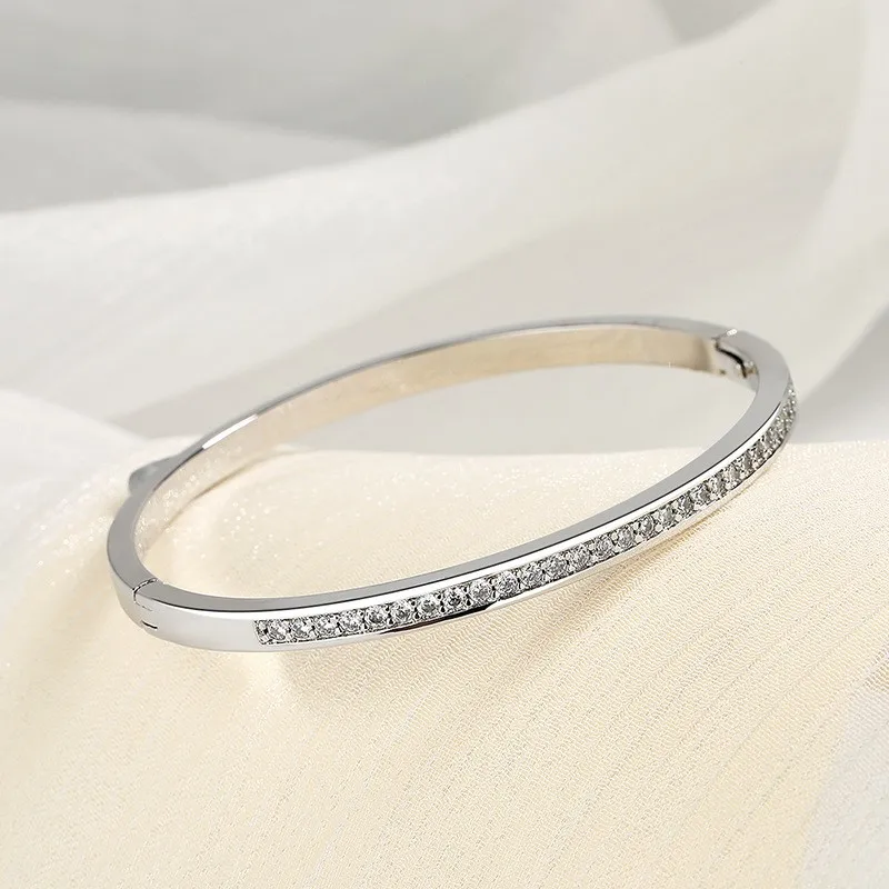 BRACCIALE RIGIDO ZIRCONI ACCIAIO