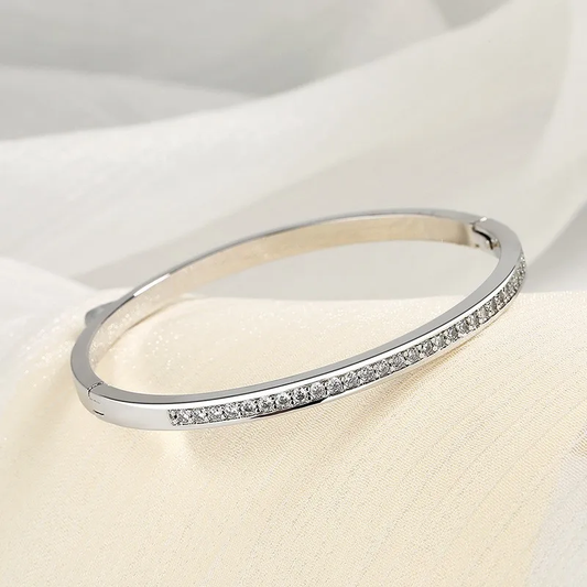 BRACCIALE RIGIDO ZIRCONI ACCIAIO