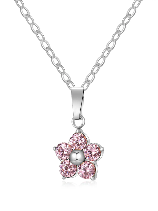 COLLANA FIORE ROSA ACCIAIO