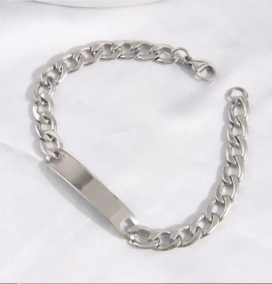 BRACCIALE UOMO CATENA PLACCA ACCIAIO