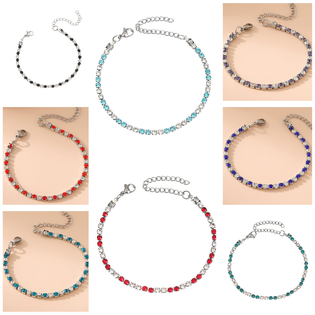 BRACCIALI TENNIS COLORATI ACCIAIO
