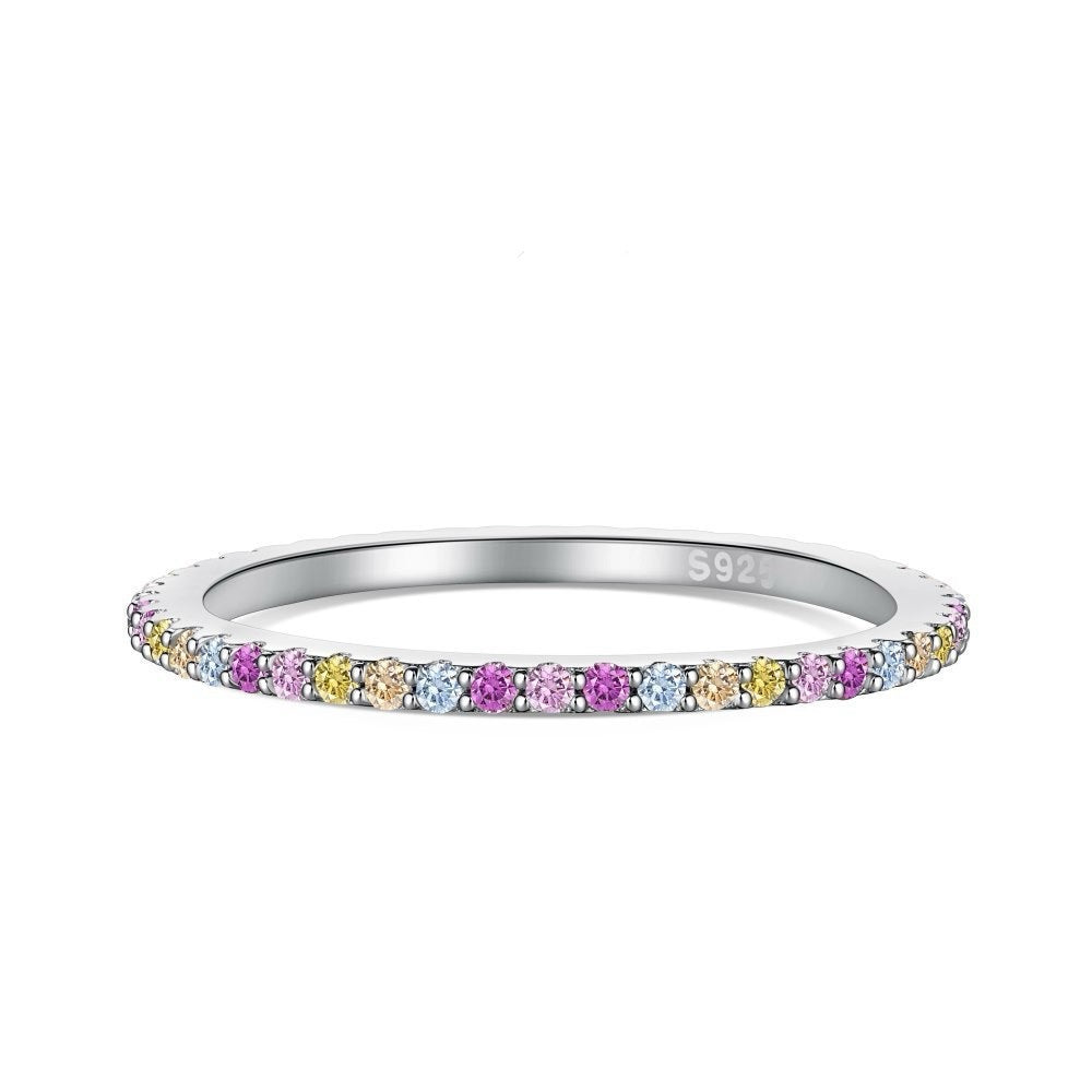 ANELLO VERETTA TONI PASTELLO ARGENTO