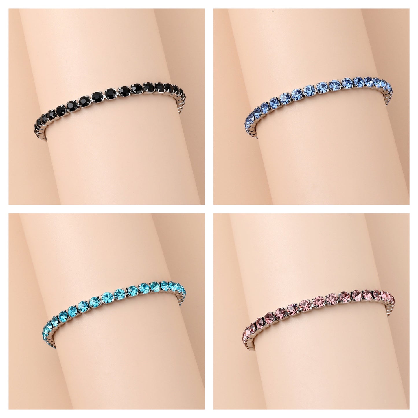 BRACCIALE TENNIS TINTA UNITA ACCIAIO